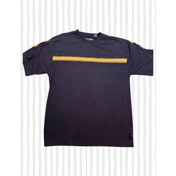 Point Zero Other - Point Zero Black Yellow Stripe T-Shirt Size US UK Medium